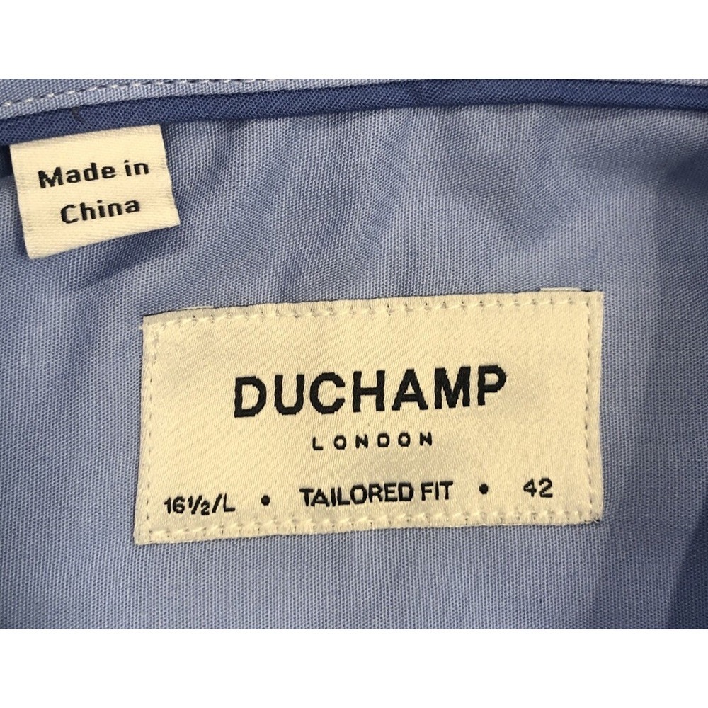 DUCHAMP LONDON Men's Blue Tiny Diamond Pattern Button Down Shirt 16.5/L 42 NWT - Picture 7 of 14